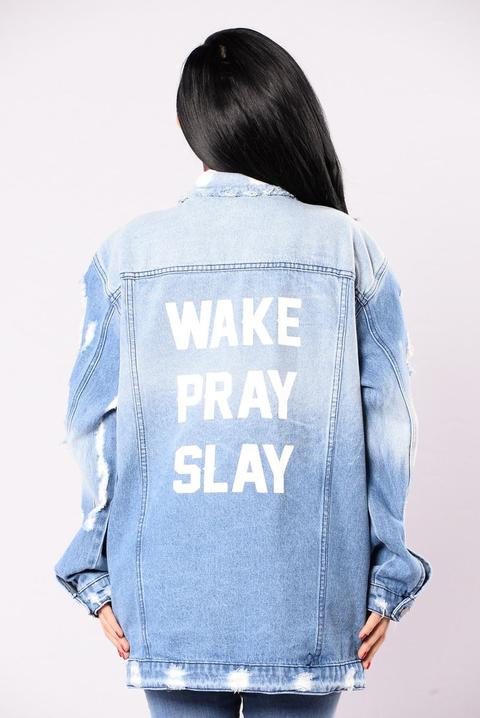 That's The Motto Jacket - Light Blue