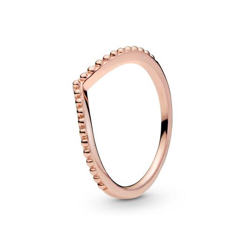 Pandora Beaded Wishbone Ring - 14k Rose Gold-plated Unique Metal Blend