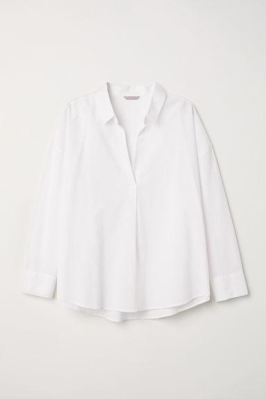 H & M - H & M+ Blusa En Mezcla De Lino - Blanco