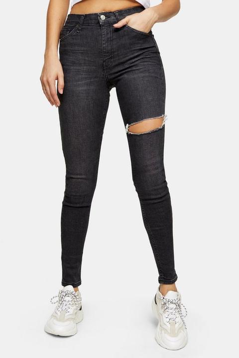 Considered Washed Black Thigh Rip Jamie Skinny Stretch Jeans