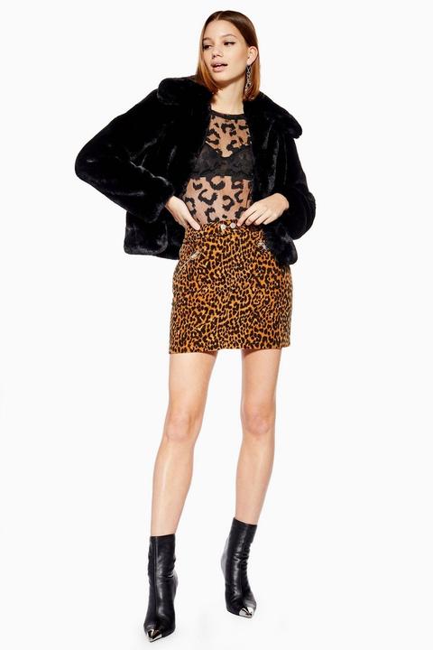 Topshop Shiny Metallic Gold Silver Leopard Animal Print Mini Skirt Sz US 0  UK 4 | eBay