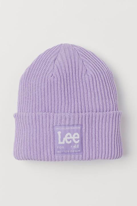 Gorro En Punto De Canalé - Púrpura