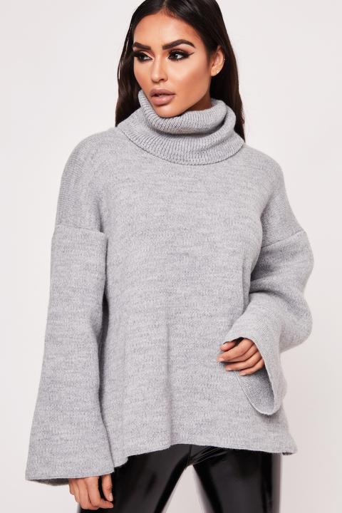 Bianca Grey Turtle Neck Oversized Jumper