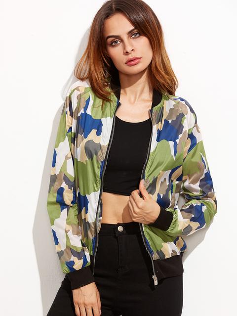 Jacket Bomber Camo Estampado - Multicolor