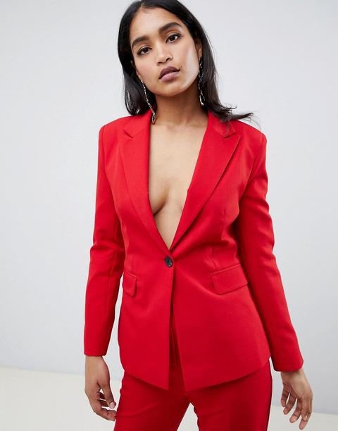 Asos Design - Blazer Da Abito Rosso - Rosso