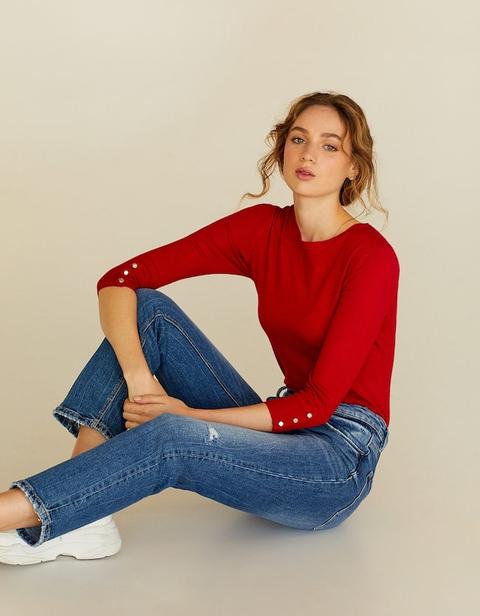 Pullover Aderente Basic Rosso