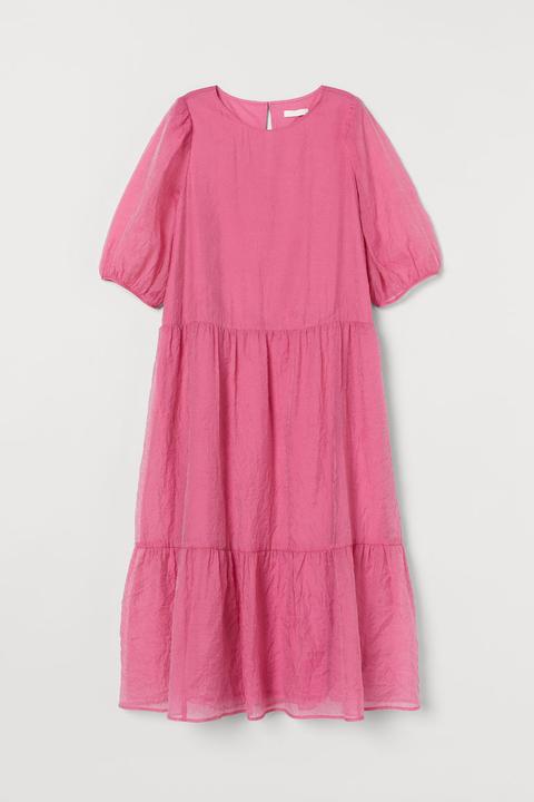 Vestido Con Mangas Puffy - Rosa