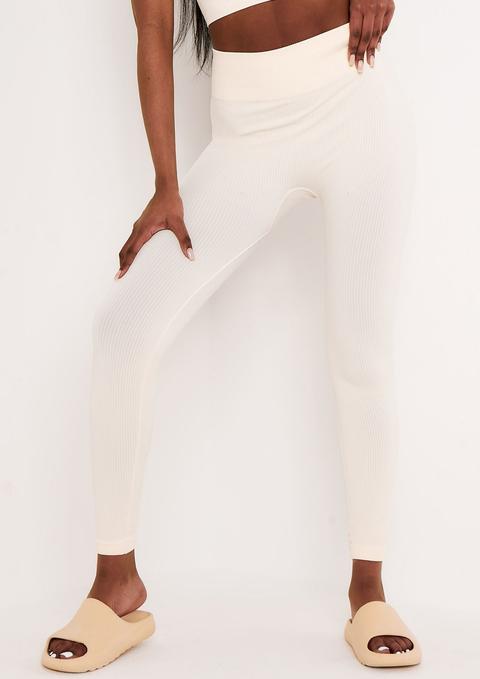 Cyndi Cream Seamless Ribbed High Waisted Leggings