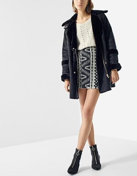 Gonna Stampa Jacquard Nero