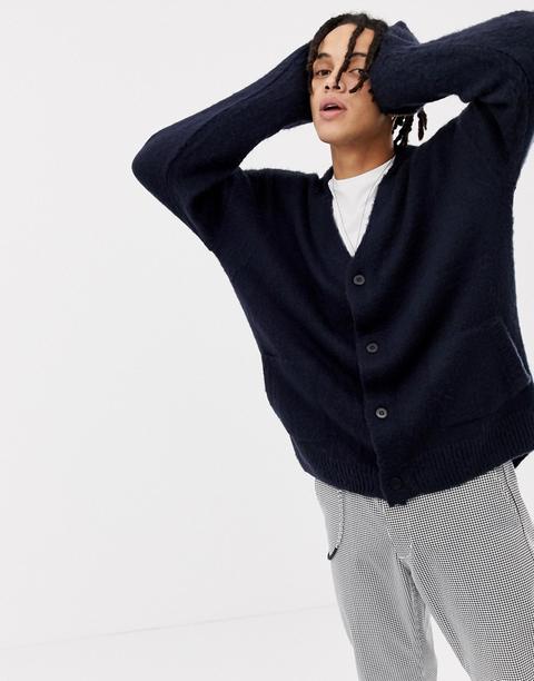 Mennace Oversized Cardigan In Navy