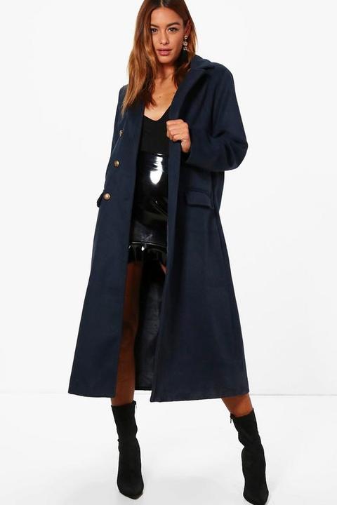 Military Long Wool Look Coat