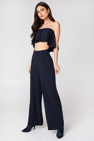 Linn Ahlborg X Na-kd Solid Wide Pants - Blue