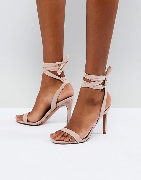 Asos Design Hatty Barely There Heeled Sandals-beige