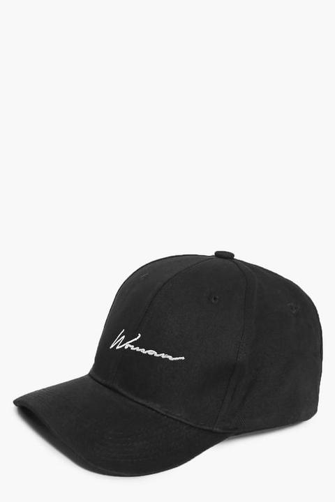 Suedette Woman Script Embroidered Cap