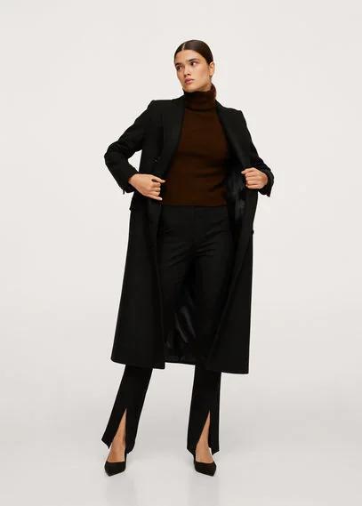 Double-breasted Wool Coat Black - Woman - Xs - Mango