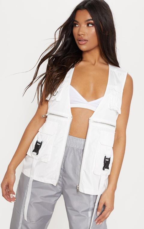 White Utility Oversized Vest