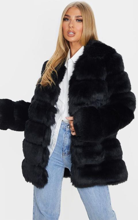 Black Faux Fur Bubble Coat from PrettyLittleThing on 21 Buttons