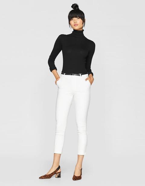 Pantaloni Eleganti Con Cintura Bianco