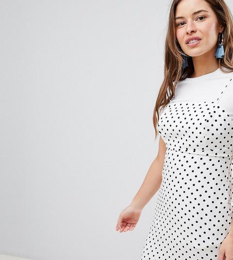 Minivestido Camisola Con Escote Cuadrado Y Lunares Monocromáticos De Asos Design Petite