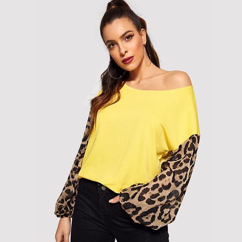 Felpa Leopardo Con Manica Lanternaa