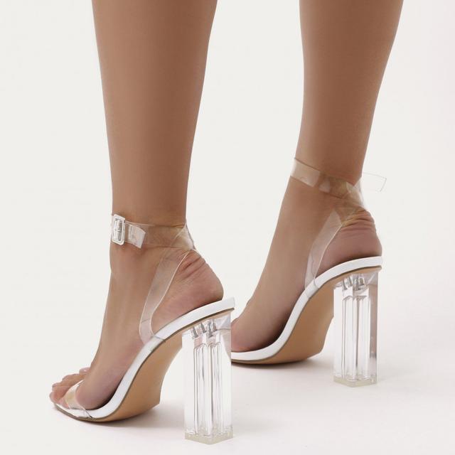 alia strappy perspex high heels in iridescent