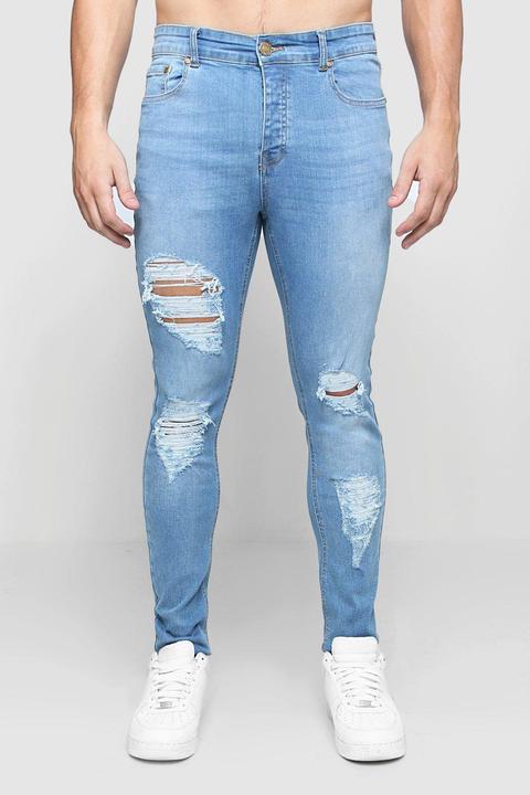 Skinny Fit Jeans With All Over Rips