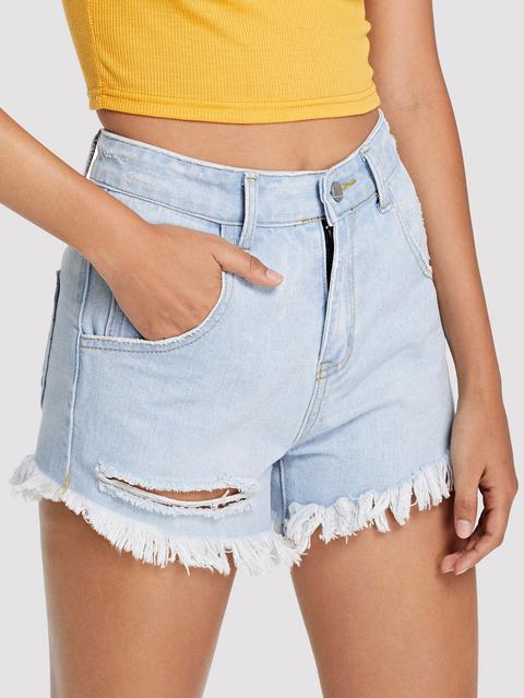 Shorts In Denim Con Orlo Grezzo