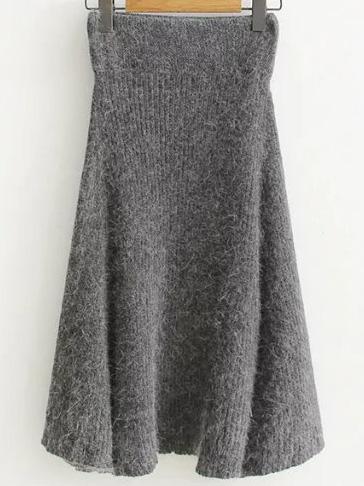 Falda Mini De Punto Con Cintura Elástica - Gris