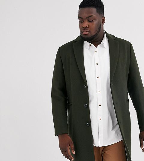 Abrigo De Mezcla De Lana En Caqui De Asos Design Plus-verde