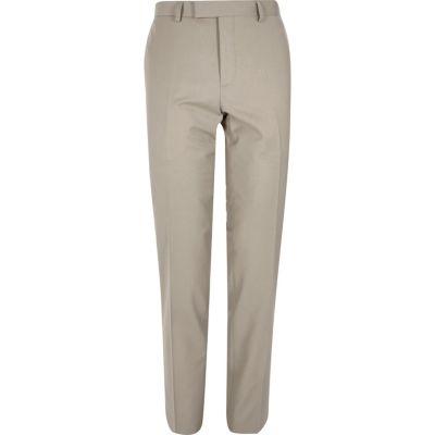 Beige Skinny Suit Trousers