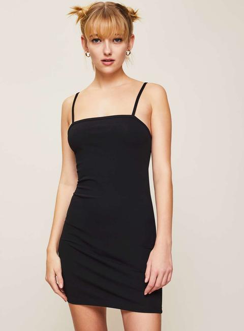 Black Strappy Straight Neck Bodycon Dress from Miss Selfridge on