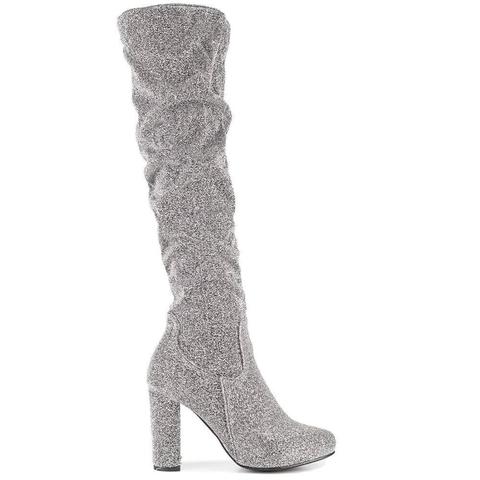 Florie - Ruched High Boots In Glitter Fabric