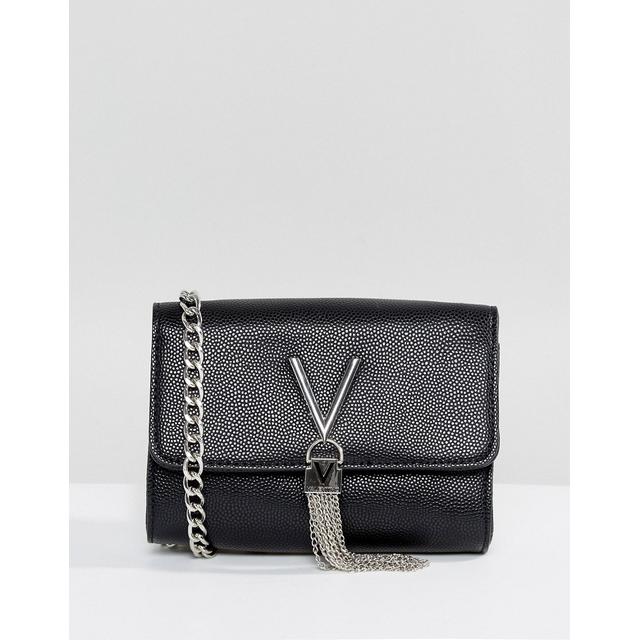 valentino by mario valentino divina foldover tassel detail cross body bolsa in black