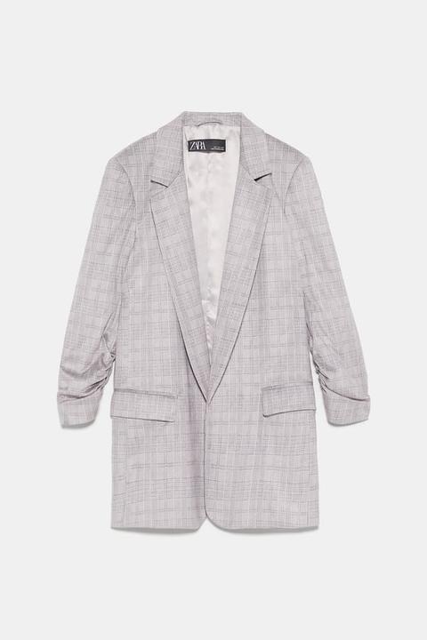 Blazer A Quadri Effetto Scamosciato