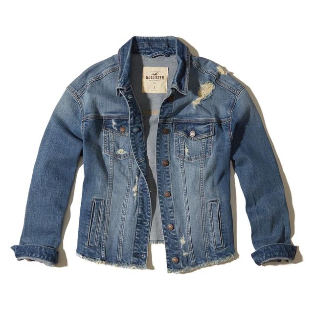 hollister ripped denim jacket