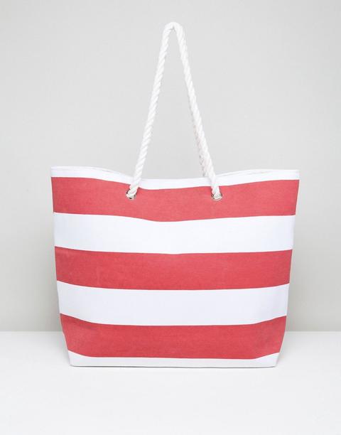 South Beach - Borsa Da Spiaggia Rosso Rigato - Rosso