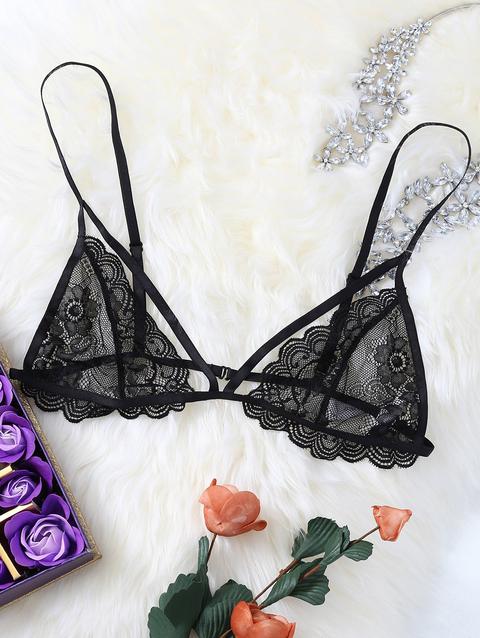 Scalloped Sheer Lace Bra