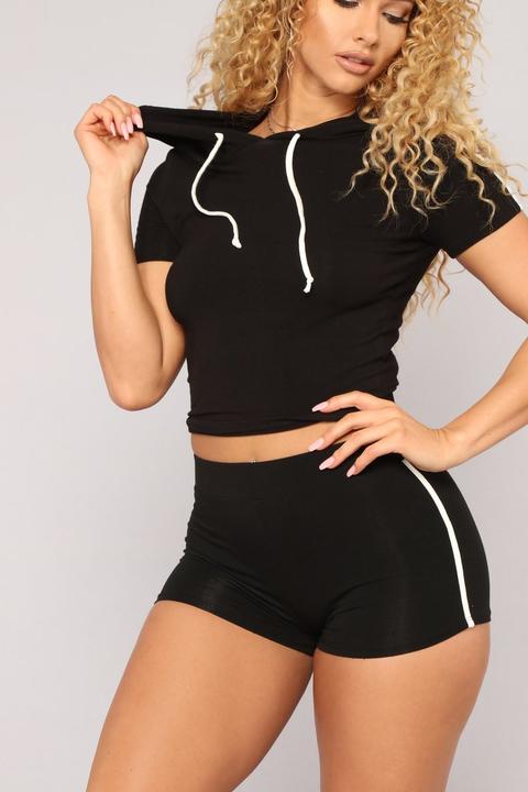 Tennis Game Short Sleeve Set - Black