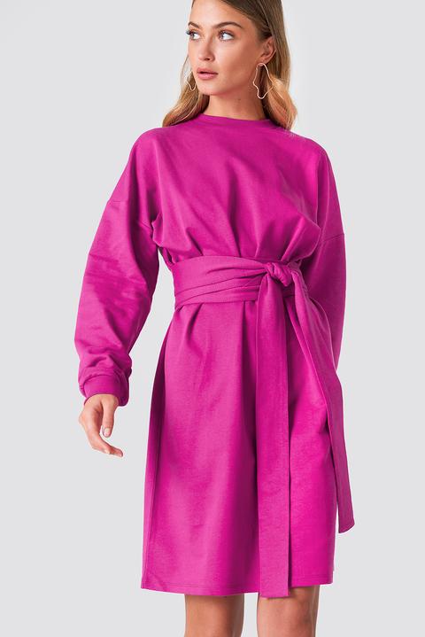 Tied Waist Oversize Dress Pink