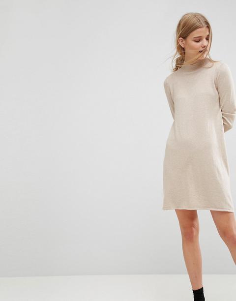 Asos - Vestito In Misto Cachemire Lavorato A Maglia Con Collo Alto - Rosa