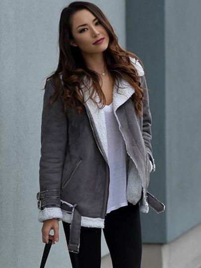 Chaqueta Manga Larga Solapa Gris