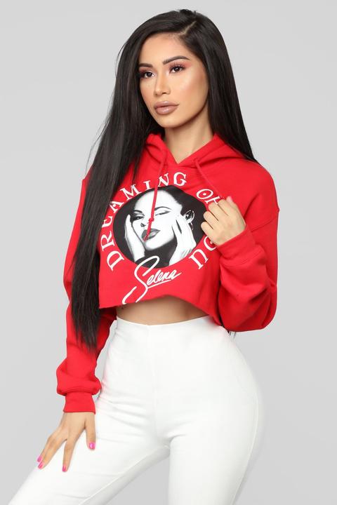 Dreaming Of You Cropped Hoodie - Red