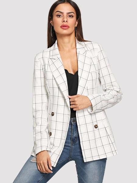 Blazer A Quadri Doppio Petto