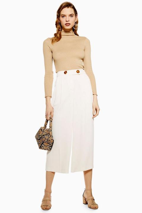 Ivory Cropped Wide Leg Trousers