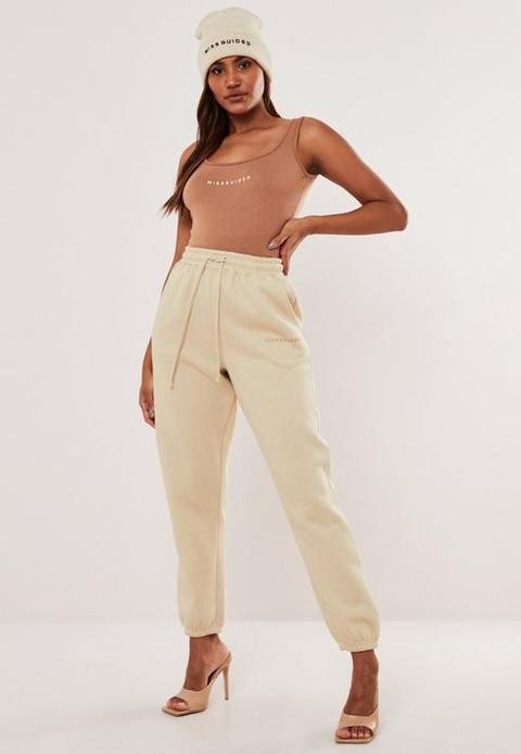 Stone Oversized Missguided 90's Joggers, Cream