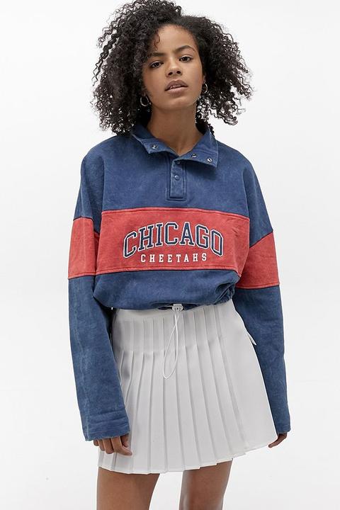 Uo Chicago Popper Bubble Hem Rugby Top - Assorted S At Urban Outfitters