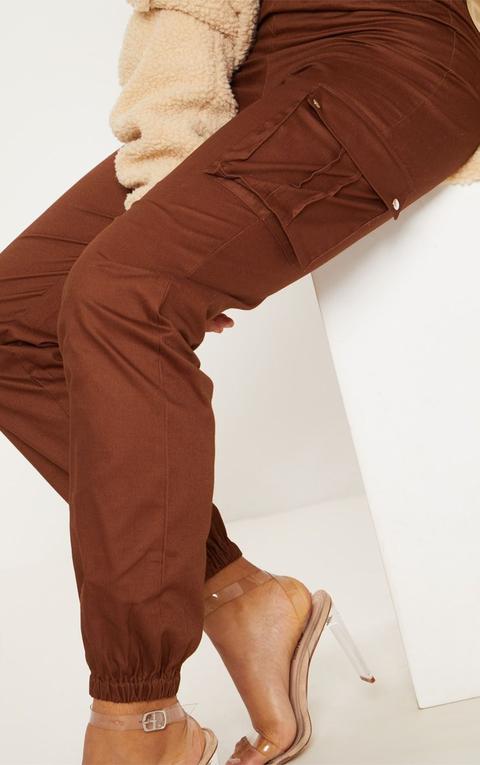 Tall Chocolate Brown Pocket Detail Cargo Trousers