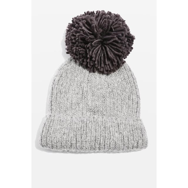 Womens Big Knit Pompom Beanie Hat Charcoal Charcoal From Topshop On 21 Buttons