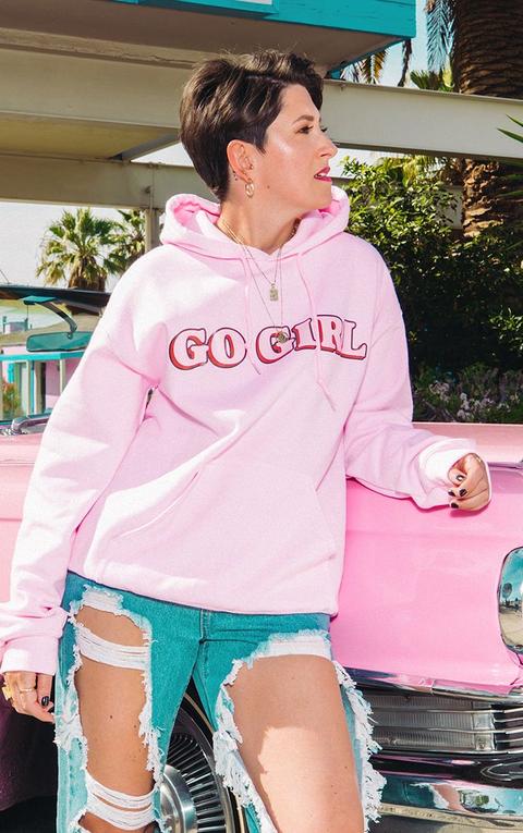 Go Girl Hoodie Baby Pink