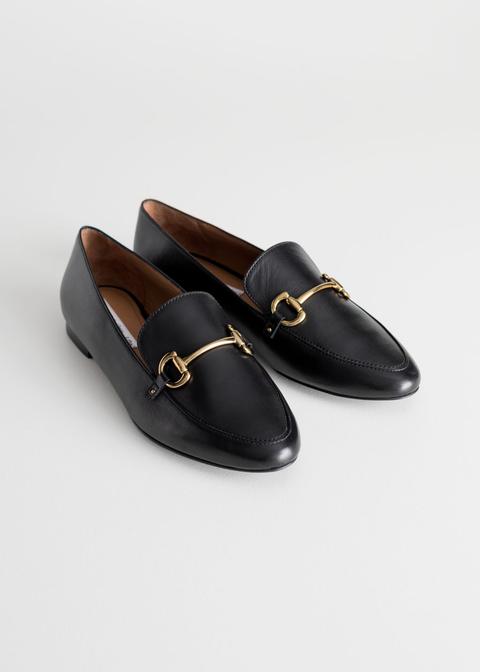 Equestrian Buckle Loafers - Black